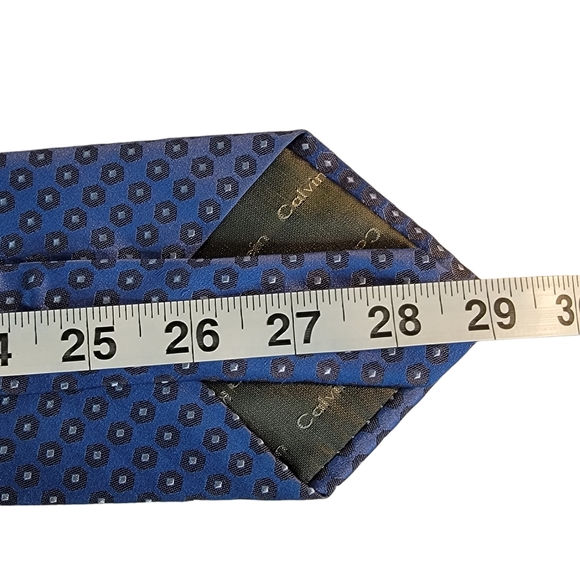 Calvin klein Blue Pola-Dot 100% Silk Men's Tie - Picture 10 of 10